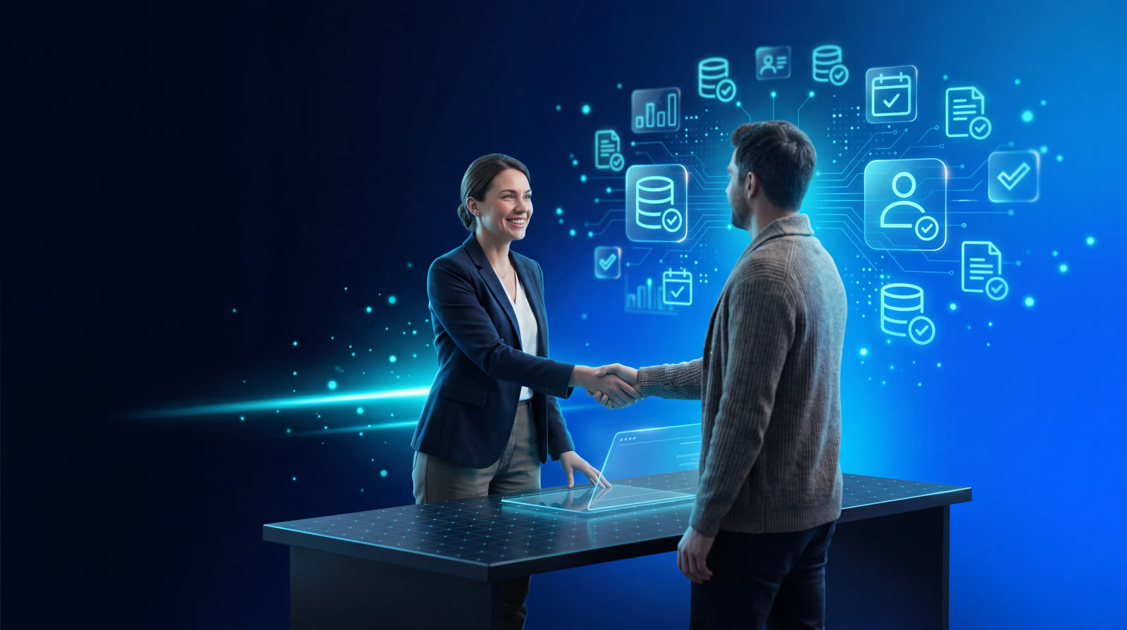 An estate agent building a relationship while AI quietly handles CRM records in the background