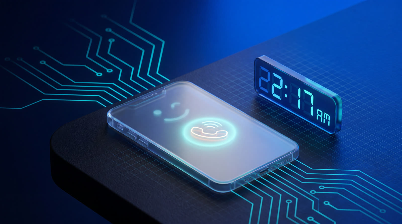 A phone answering instantly late at night, every call captured around the clock